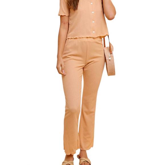 NEW HEM & THREAD kinley knit flare bottoms in org - Picture 2 of 5